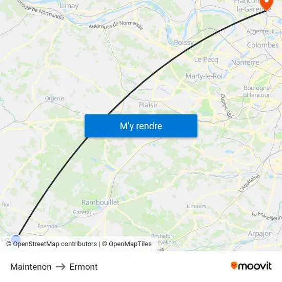 Maintenon to Ermont map