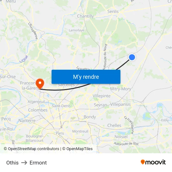 Othis to Ermont map