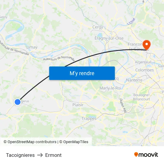 Tacoignieres to Ermont map