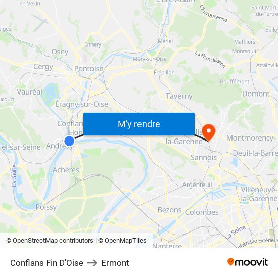 Conflans Fin D'Oise to Ermont map