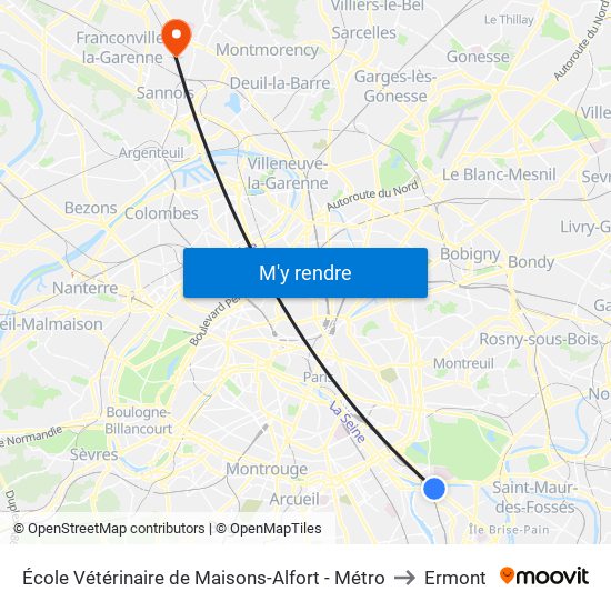 École Vétérinaire de Maisons-Alfort - Métro to Ermont map