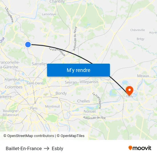 Baillet-En-France to Esbly map