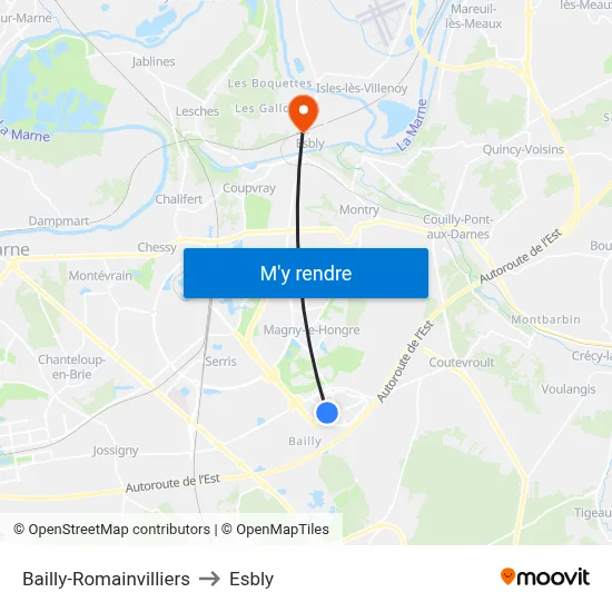 Bailly-Romainvilliers to Esbly map