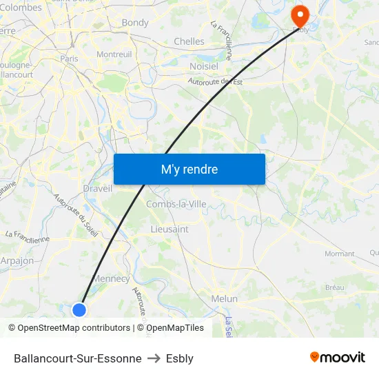Ballancourt-Sur-Essonne to Esbly map
