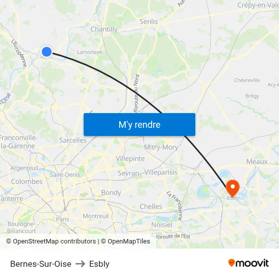 Bernes-Sur-Oise to Esbly map