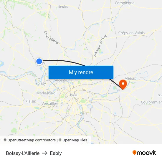Boissy-L'Aillerie to Esbly map