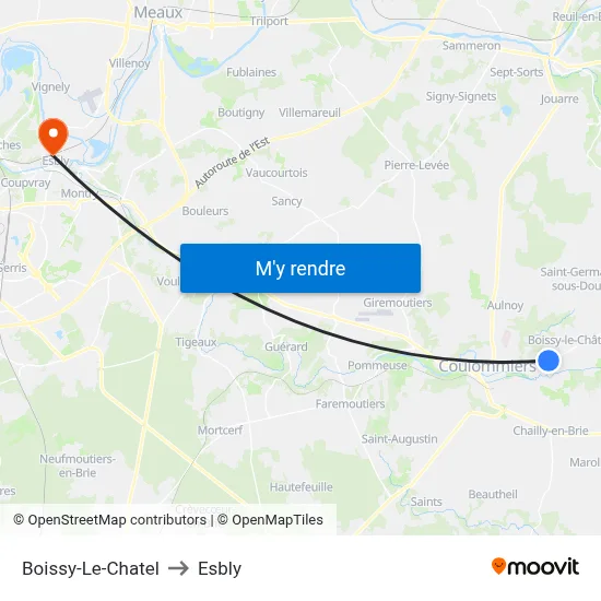 Boissy-Le-Chatel to Esbly map