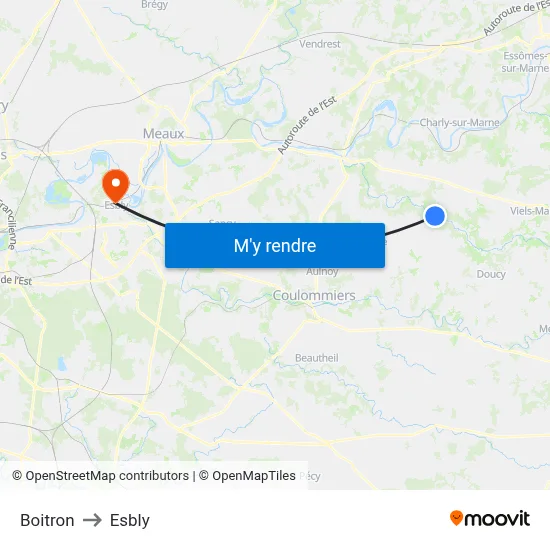 Boitron to Esbly map