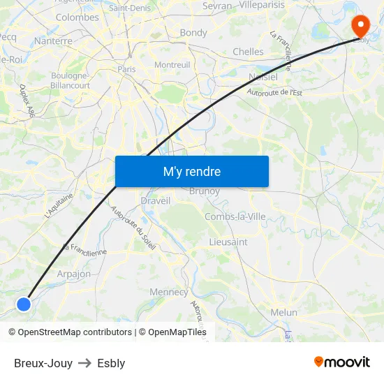 Breux-Jouy to Esbly map