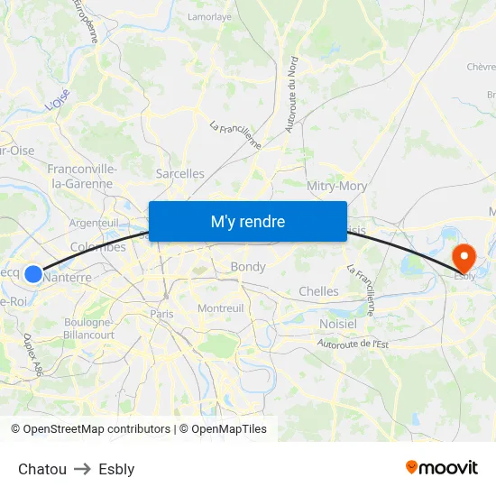 Chatou to Esbly map