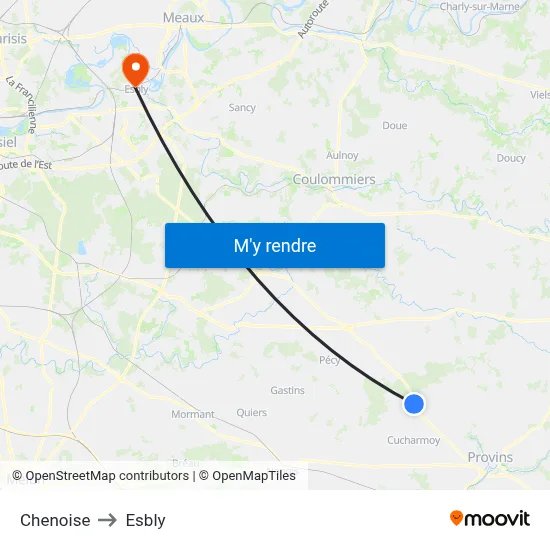 Chenoise to Esbly map