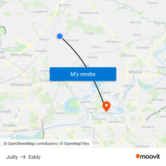 Juilly to Esbly map