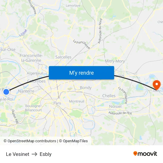 Le Vesinet to Esbly map