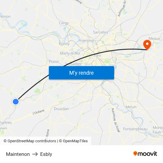 Maintenon to Esbly map