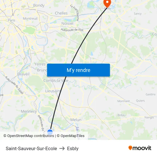Saint-Sauveur-Sur-Ecole to Esbly map