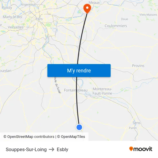 Souppes-Sur-Loing to Esbly map