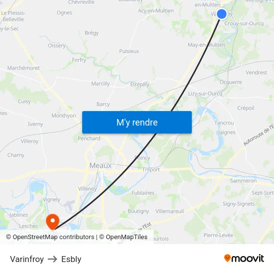 Varinfroy to Esbly map