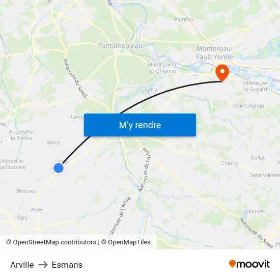 Arville to Esmans map
