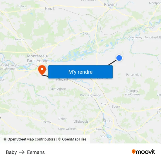 Baby to Esmans map
