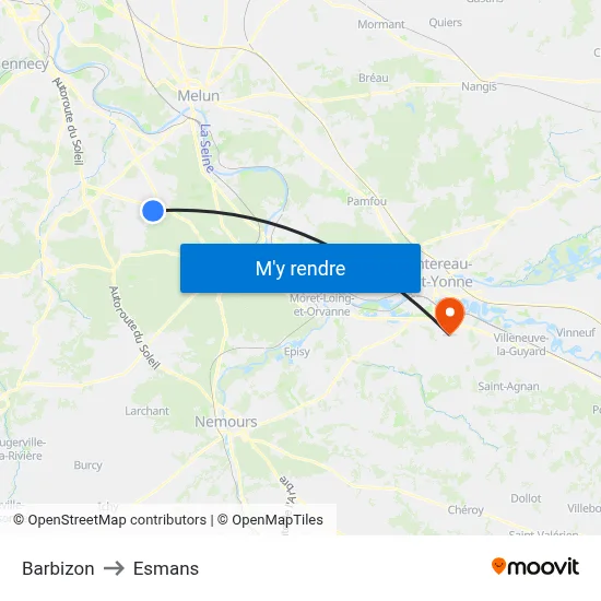 Barbizon to Esmans map