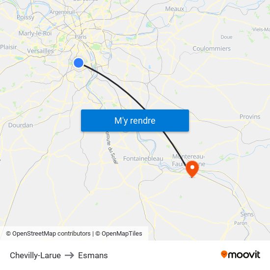 Chevilly-Larue to Esmans map