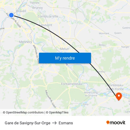 Gare de Savigny-Sur-Orge to Esmans map