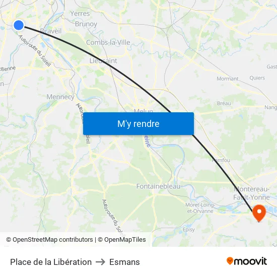 Place de la Libération to Esmans map