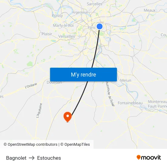 Bagnolet to Estouches map