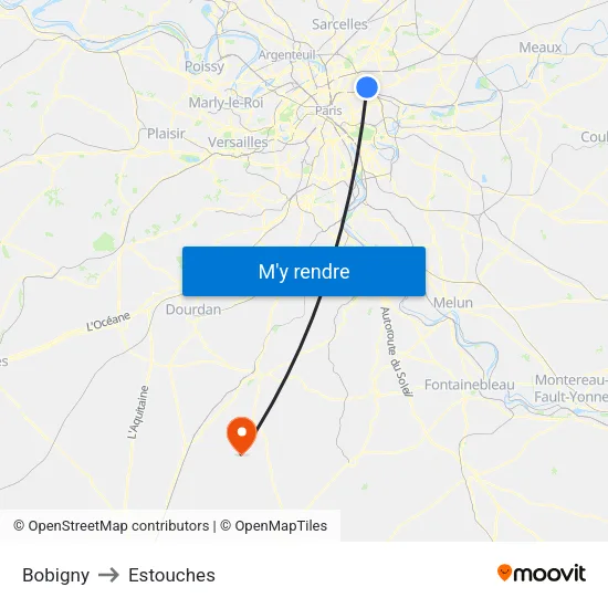 Bobigny to Estouches map