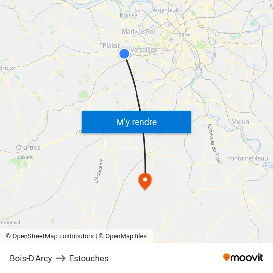 Bois-D'Arcy to Estouches map
