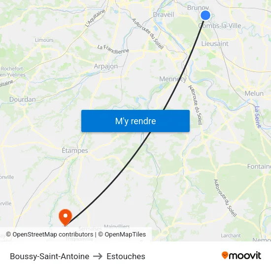 Boussy-Saint-Antoine to Estouches map