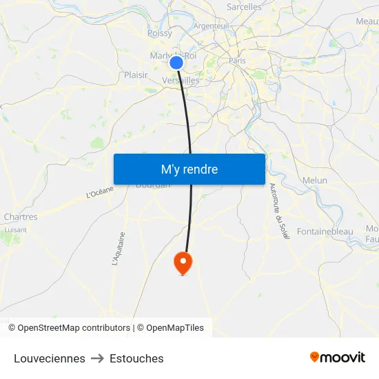 Louveciennes to Estouches map