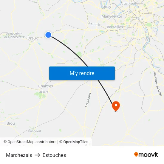 Marchezais to Estouches map