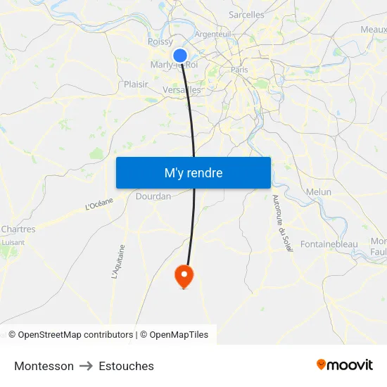 Montesson to Estouches map