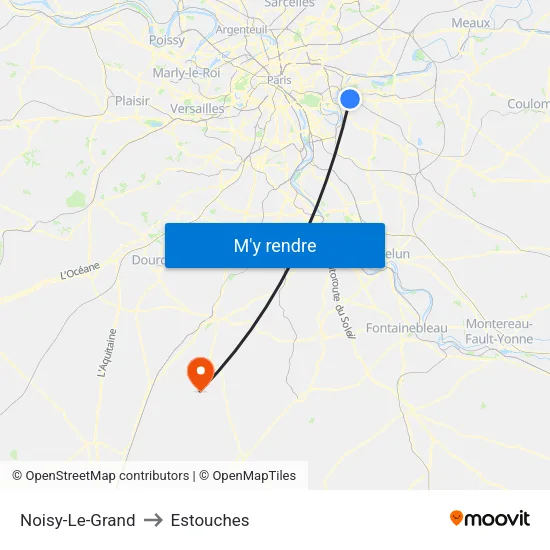 Noisy-Le-Grand to Estouches map