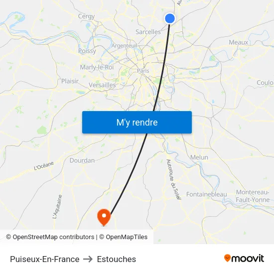 Puiseux-En-France to Estouches map