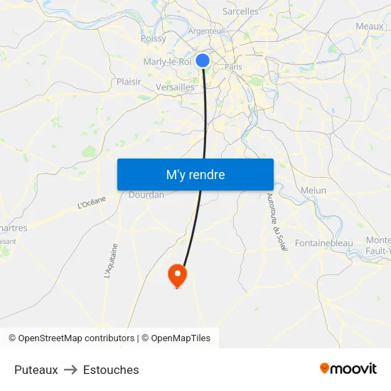 Puteaux to Estouches map