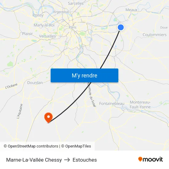 Marne-La-Vallée Chessy to Estouches map