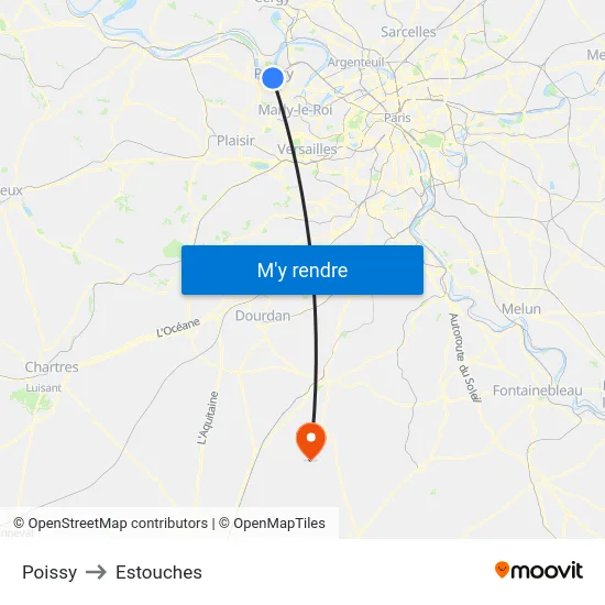 Poissy to Estouches map