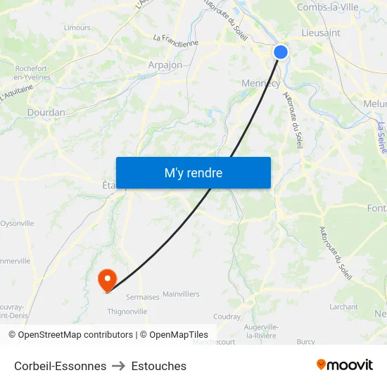 Corbeil-Essonnes to Estouches map