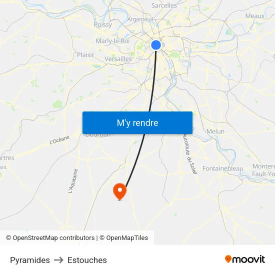 Pyramides to Estouches map