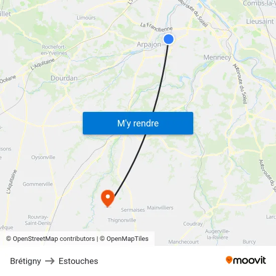 Brétigny to Estouches map