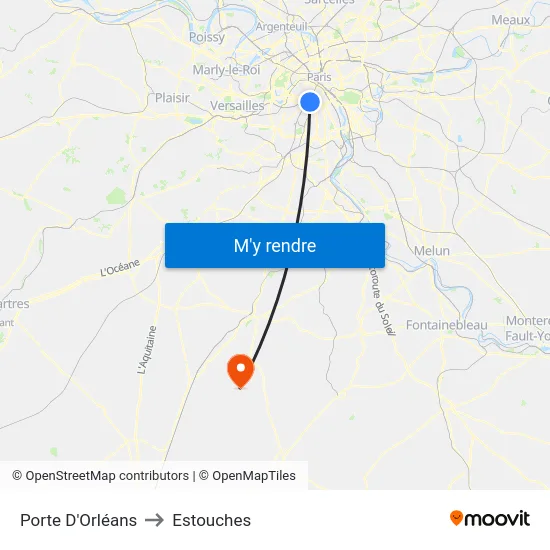 Porte D'Orléans to Estouches map