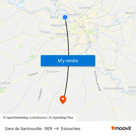 Gare de Sartrouville - RER to Estouches map