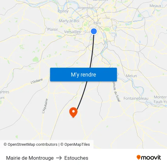 Mairie de Montrouge to Estouches map