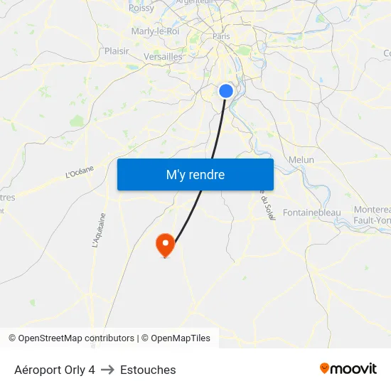 Aéroport Orly 4 to Estouches map