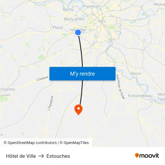 Hôtel de Ville to Estouches map