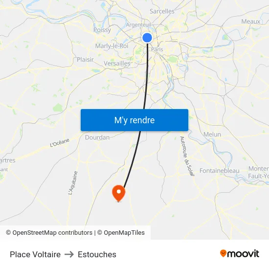 Place Voltaire to Estouches map
