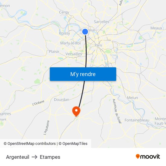 Argenteuil to Etampes map