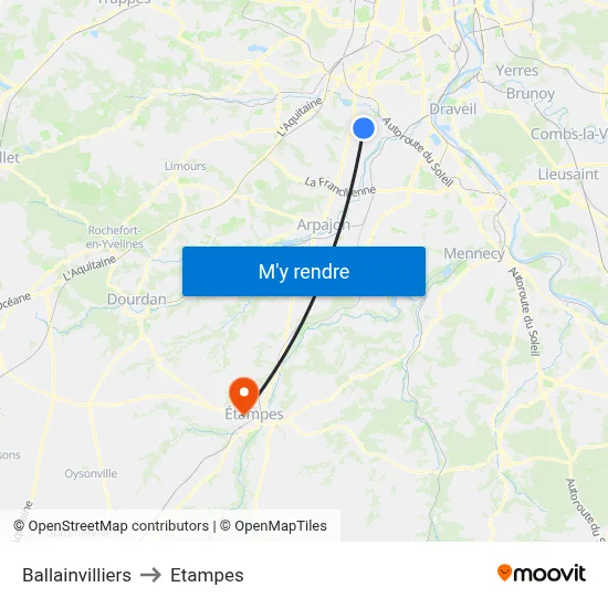 Ballainvilliers to Etampes map